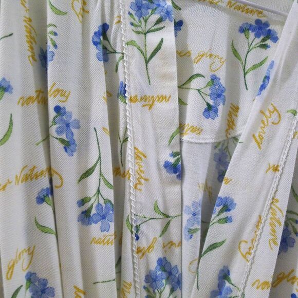 Talbots Intimates Floral Mother Nature Cotton Robe - White/Blue/Yellow L - Picture 6 of 9